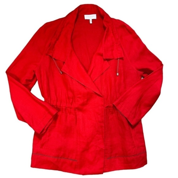 Escada Jackets & Blazers - Escada Sport 100% Linen Red Jacket Coat Size EU 42 Large